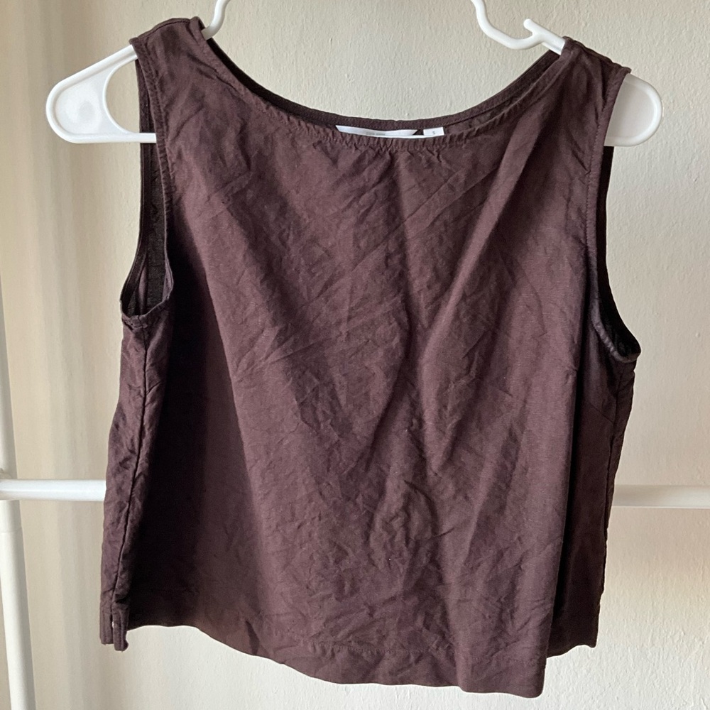 Uniqlo brown linen cotton blend sleeveless top size S